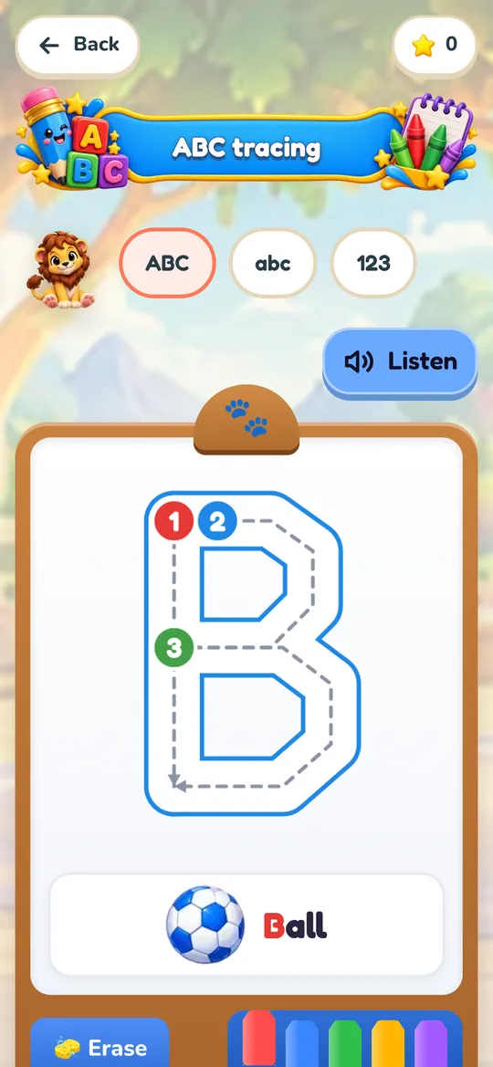 ABC tracing with the letter B